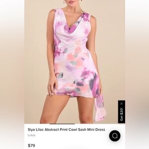 Lulu's Lilac Multi-Color Cowl Neck Sash Mini Dress NWT